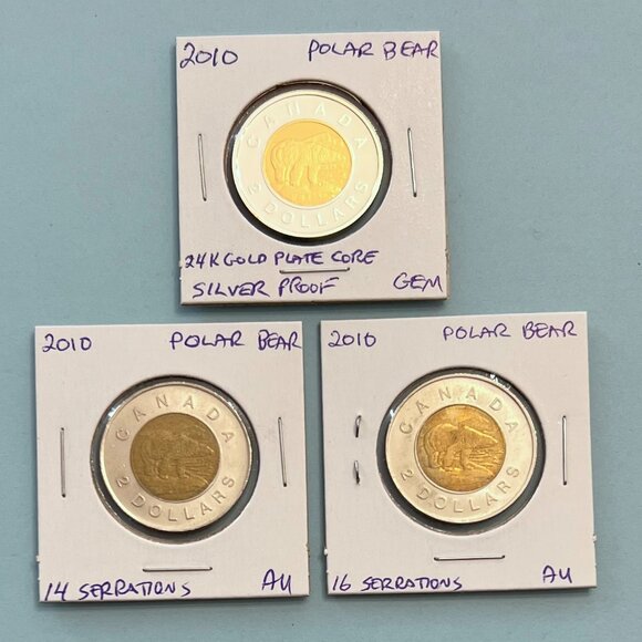 Canada 2010 Extraordinary Set of 3 x $2 Toonies! - Picture 1 of 16